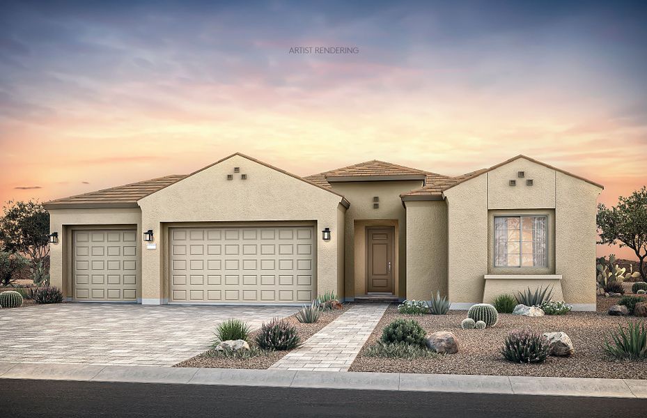 Representative exterior photo of a completed home built from the Parklane II by Pulte Homes in Saguaro Reserve - Majesty, Marana, AZ (Image 19).
