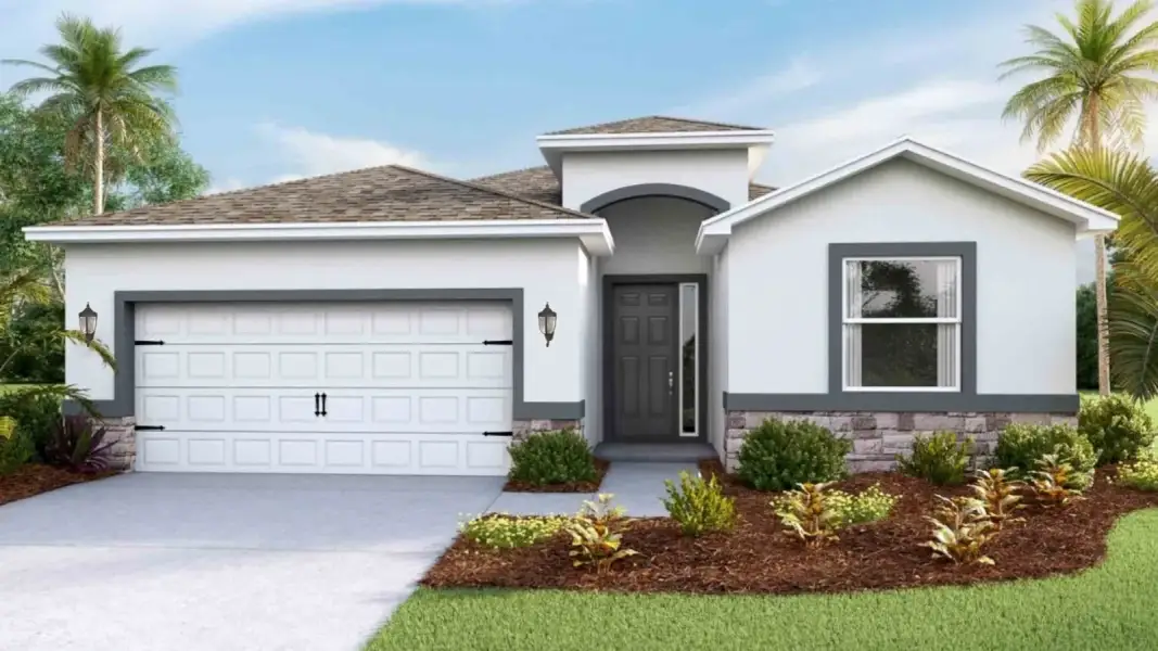 Representative exterior photo of a completed home built from the Lantana by D.R. Horton in Pasadena Ridge, Dade City, FL (Image 2). Representative exterior photo of a completed home built from the Lantana by D.R. Horton in Pasadena Ridge, Dade City, FL (Image 2).