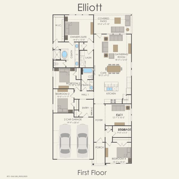 2D floor plan layout for the Elliott by Pulte Homes in West Cypress Hills, Spicewood, TX (Image 3). 2D floor plan layout for the Elliott by Pulte Homes in West Cypress Hills, Spicewood, TX (Image 3).