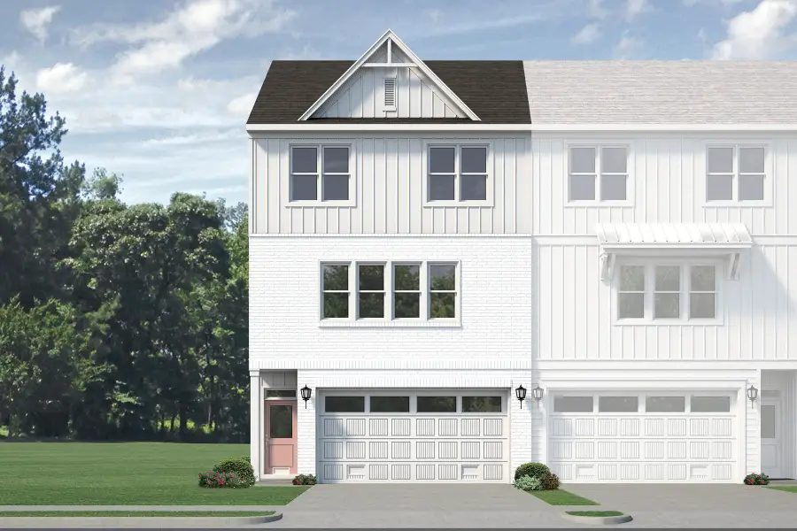 Front exterior of a new home in Anchors Bend Townes, Wilmington, NC, highlighting curb appeal (Image 5). Front exterior of a new home in Anchors Bend Townes, Wilmington, NC, highlighting curb appeal (Image 5).