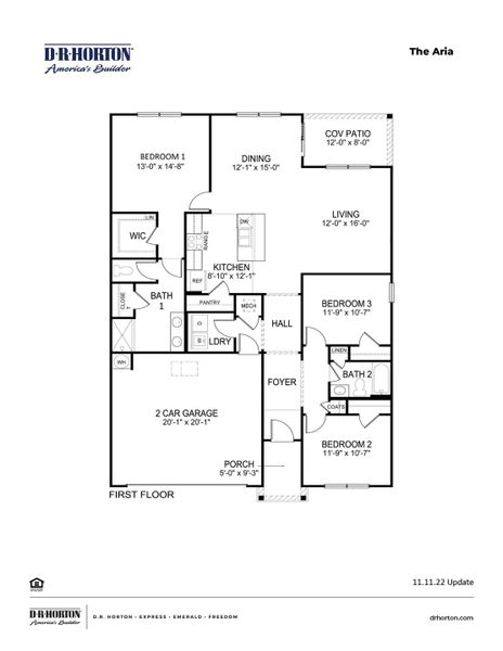 2D floor plan layout of this home in Stanbury Creek, Supply, NC (Image 2).