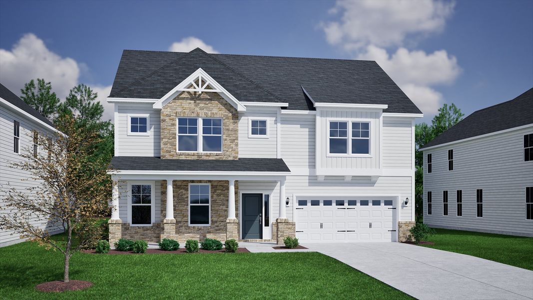 Representative exterior photo of a completed home built from the Roland II - Vanguard Collection by Mungo Homes in Porter Ridge, Elgin, SC (Image 16).