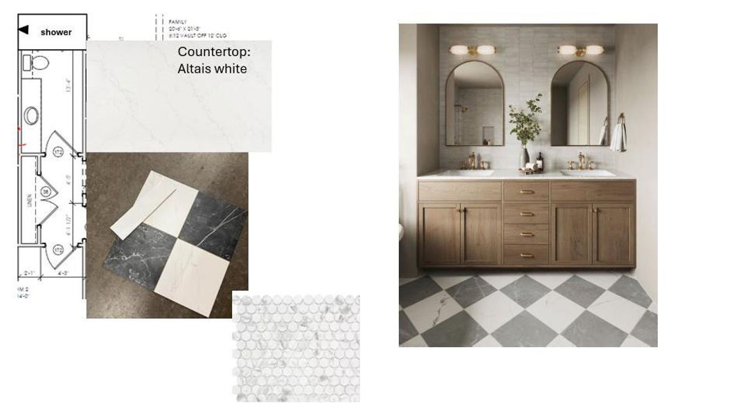 Bathroom featuring double vanity and backsplash