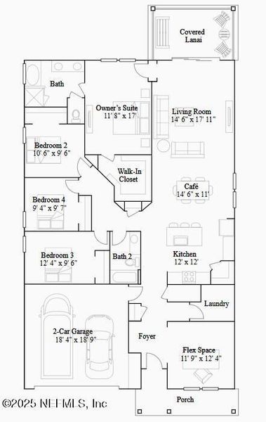 2D floor plan layout of this home in Silver Meadows at SilverLeaf: Silver Meadows 50s, St. Augustine, FL (Image 2).