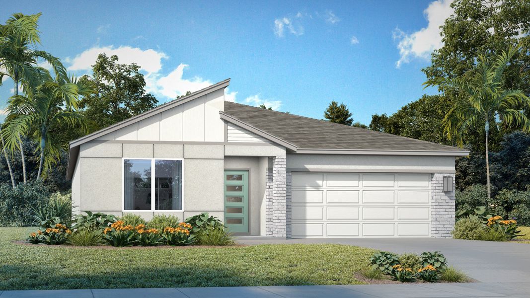 Representative exterior photo of a completed home built from the Atwood by DRB Homes in Liberty Trace, Haines City, FL (Image 5).