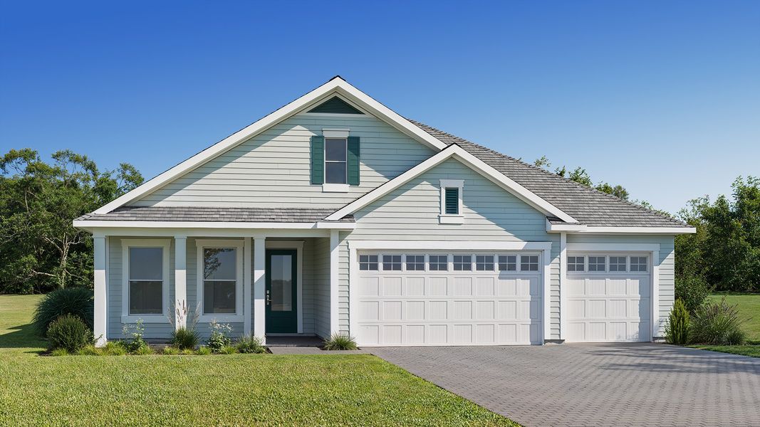 Representative exterior photo of a completed home built from the 2659MC by MasterCraft Builder Group in Madeira, St. Augustine, FL (Image 1). Representative exterior photo of a completed home built from the 2659MC by MasterCraft Builder Group in Madeira, St. Augustine, FL (Image 1).