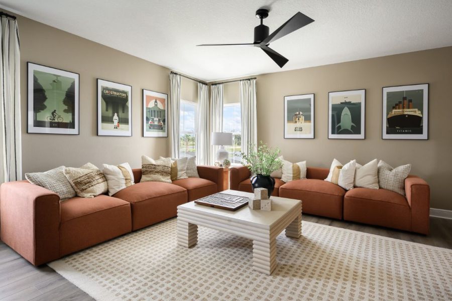 Representative furnished interior of a home built from the Bayport II by Homes by WestBay in Longleaf at Grand Park, Sarasota (Image 6).