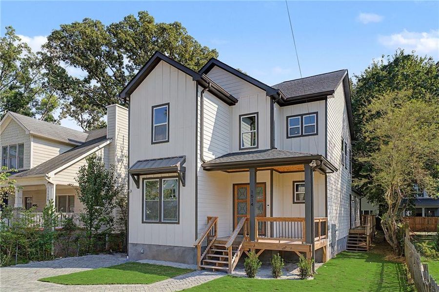 Front exterior of a new home in , Atlanta, GA, highlighting curb appeal (Image 24).