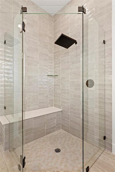 Bathroom with an enclosed shower