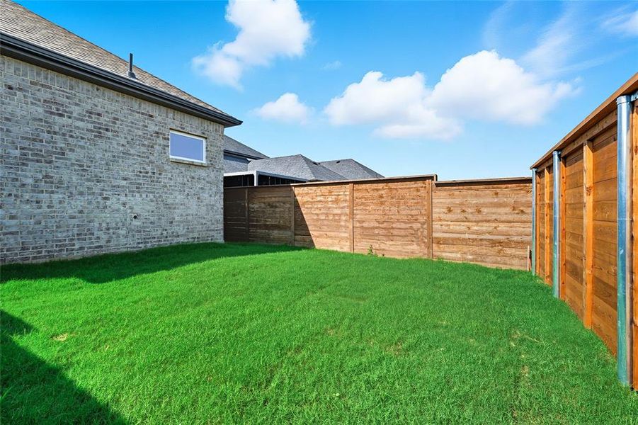 View of fenced backyard