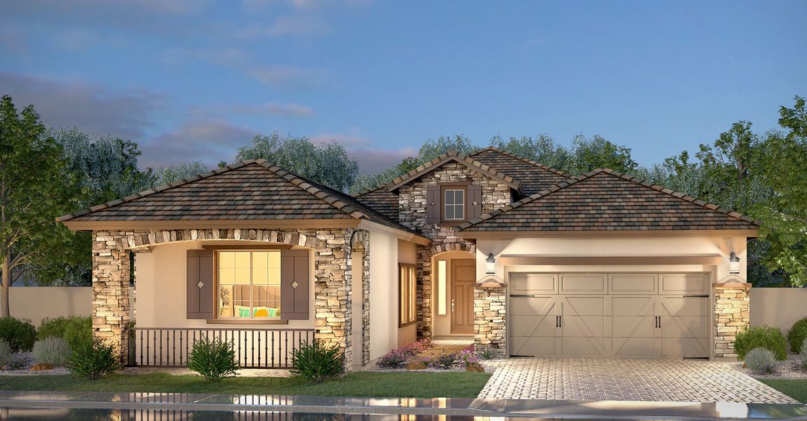 Representative exterior photo of a completed home built from the Residence Five by Blandford Homes in Earnhardt Ranch, Chandler, AZ (Image 4).