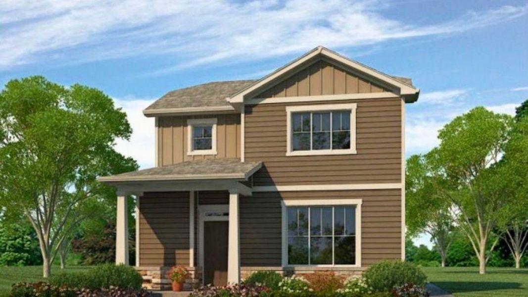 Representative exterior photo of a completed home built from the Douglas by D.R. Horton in Sky Ranch, Watkins, CO (Image 2). Representative exterior photo of a completed home built from the Douglas by D.R. Horton in Sky Ranch, Watkins, CO (Image 2).