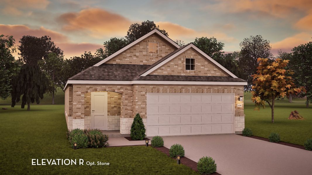 Representative exterior photo of a completed home built from the Oak II by CastleRock Communities in Arboretum Estates, Terrell, TX (Image 16). Representative exterior photo of a completed home built from the Oak II by CastleRock Communities in Arboretum Estates, Terrell, TX (Image 16).