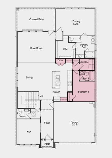 Additional highlights include: study in place of flex, second floor open rails, fifth bedroom and full bath in place of tandem garage.