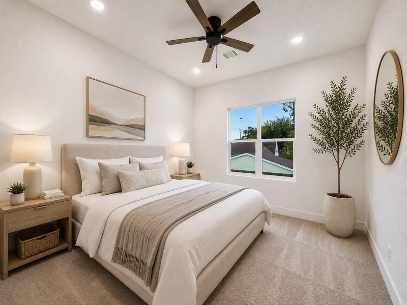Bedroom 3- featuring high ceilings and abundant natural light.
