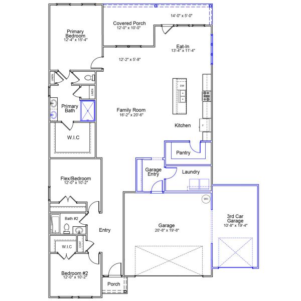2D floor plan layout of this home in Burke Estates, Chesnee, SC (Image 2).