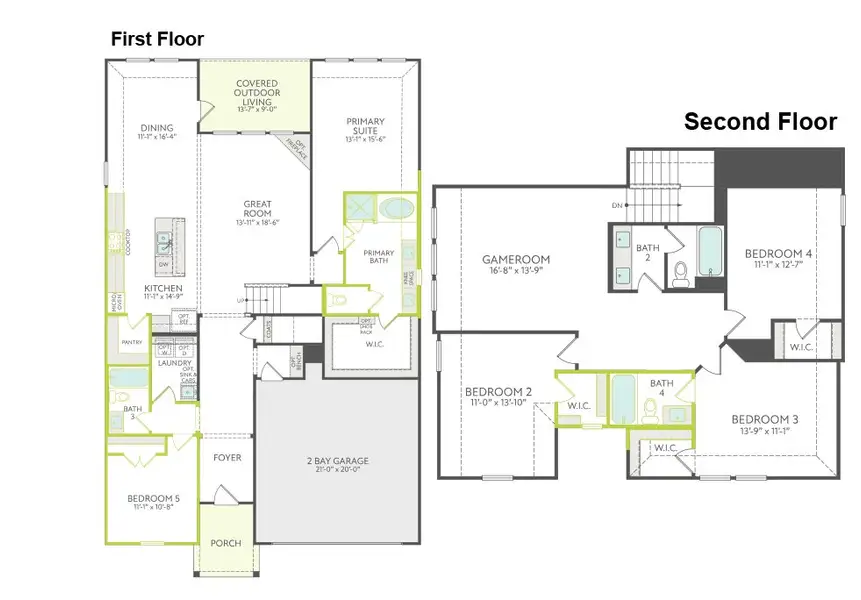 2D floor plan layout of this home in Painted Tree, McKinney, TX (Image 3).