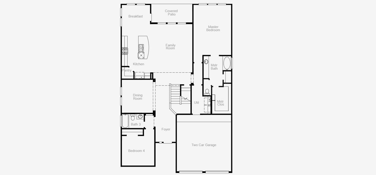 2D floor plan layout for the Justin by Coventry Homes in Jubilee, Hockley, TX (Image 3).