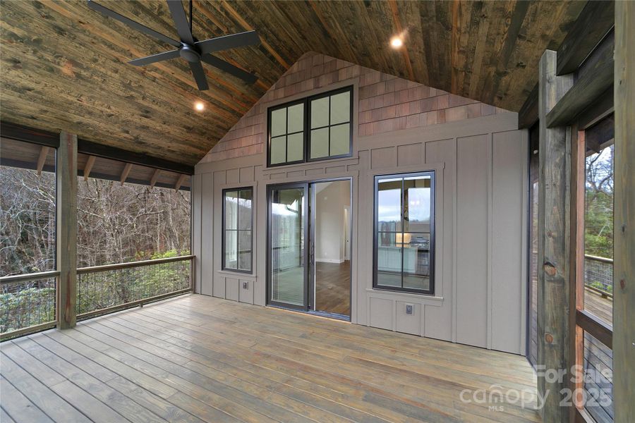 Exterior details and patio area of a home in , Pisgah Forest (Image 24).
