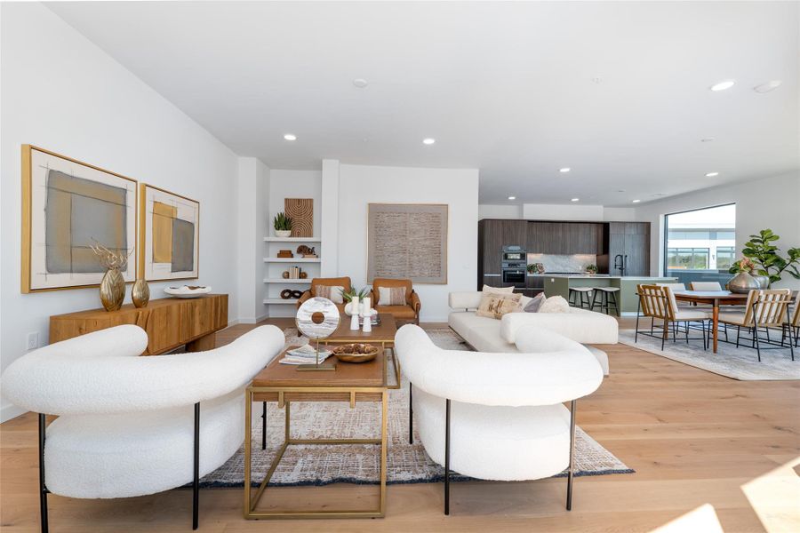 Furnished interior view inside a new home in One Oak, Austin (Image 12). Furnished interior view inside a new home in One Oak, Austin (Image 12).