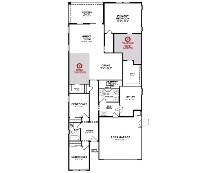 2D floor plan layout of this home in Montana Vista - Highland, Buckeye, AZ (Image 3).