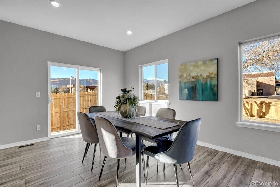 Dining room featuring example of interior finish options Dining room featuring example of interior finish options