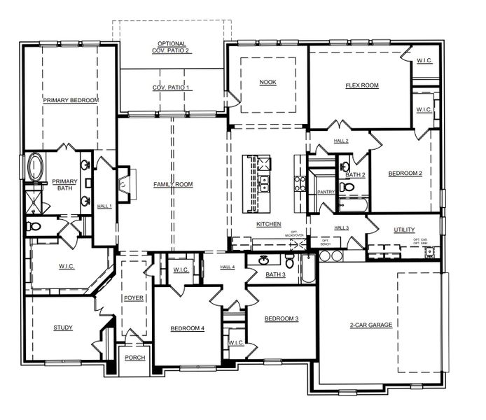 2D floor plan layout for the Concept 3141 by Landsea Homes in Mockingbird Hills, Joshua, TX (Image 3).