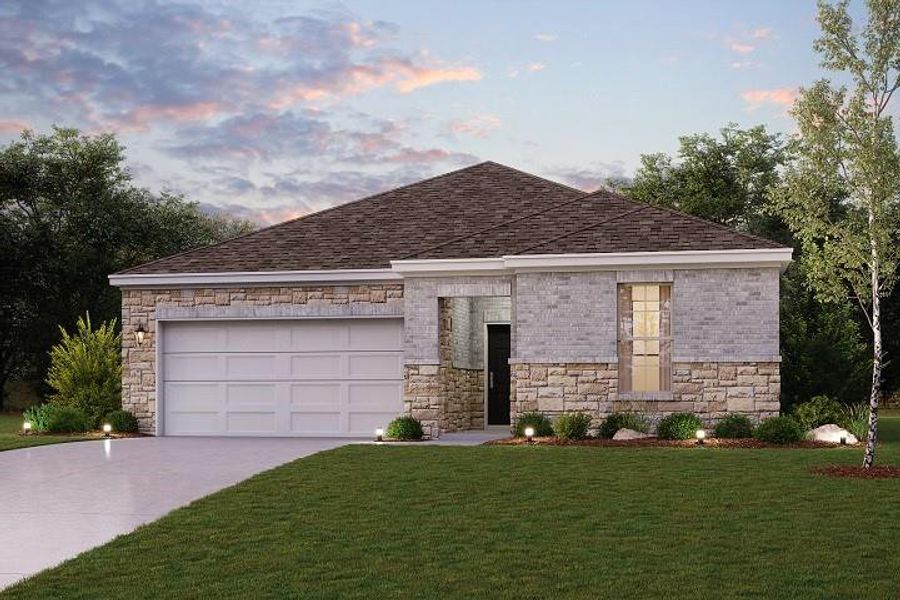 Front exterior of a new home in Country Creek, Mont Belvieu, TX, highlighting curb appeal (Image 1). Front exterior of a new home in Country Creek, Mont Belvieu, TX, highlighting curb appeal (Image 1).