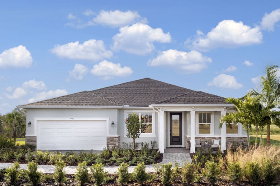 Representative exterior photo of a completed home built from the Red Rock by Mattamy Homes in Crosswind Ranch, Parrish, FL (Image 22).