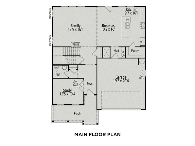 2D floor plan layout for the The Chestnut A by Davidson Homes LLC in Enclave at Belmont, Belmont, NC (Image 3).