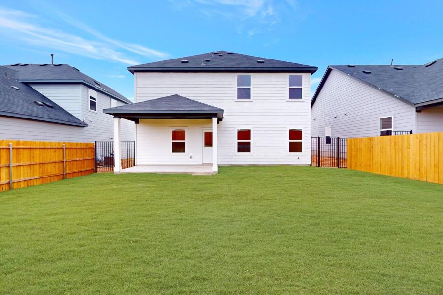 Exterior details and patio area of a home in Cascades at Onion Creek, Austin (Image 20). Exterior details and patio area of a home in Cascades at Onion Creek, Austin (Image 20).