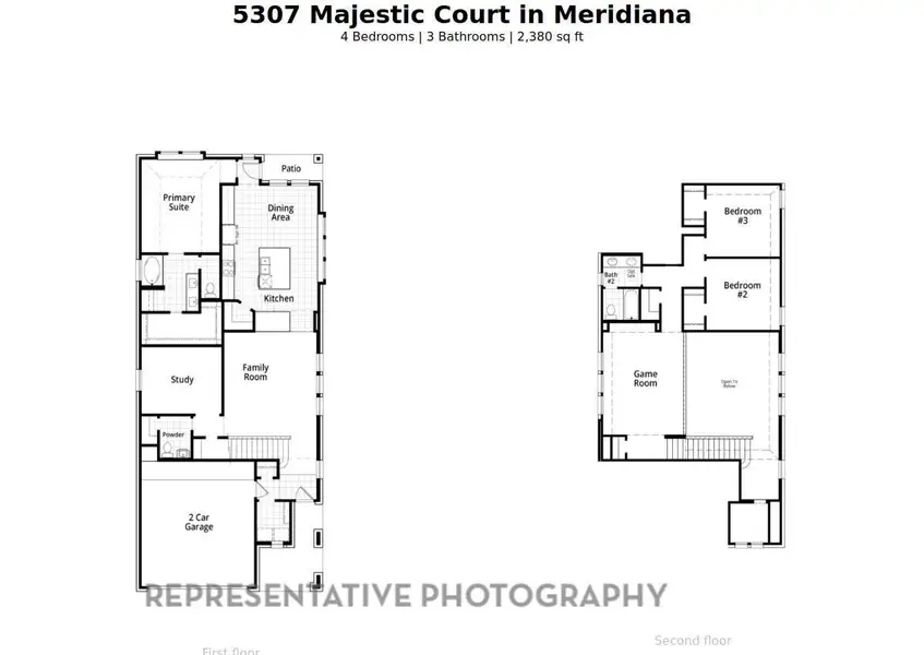 2D floor plan layout of this home in Meridiana: 40ft. lots, Manvel, TX (Image 4).