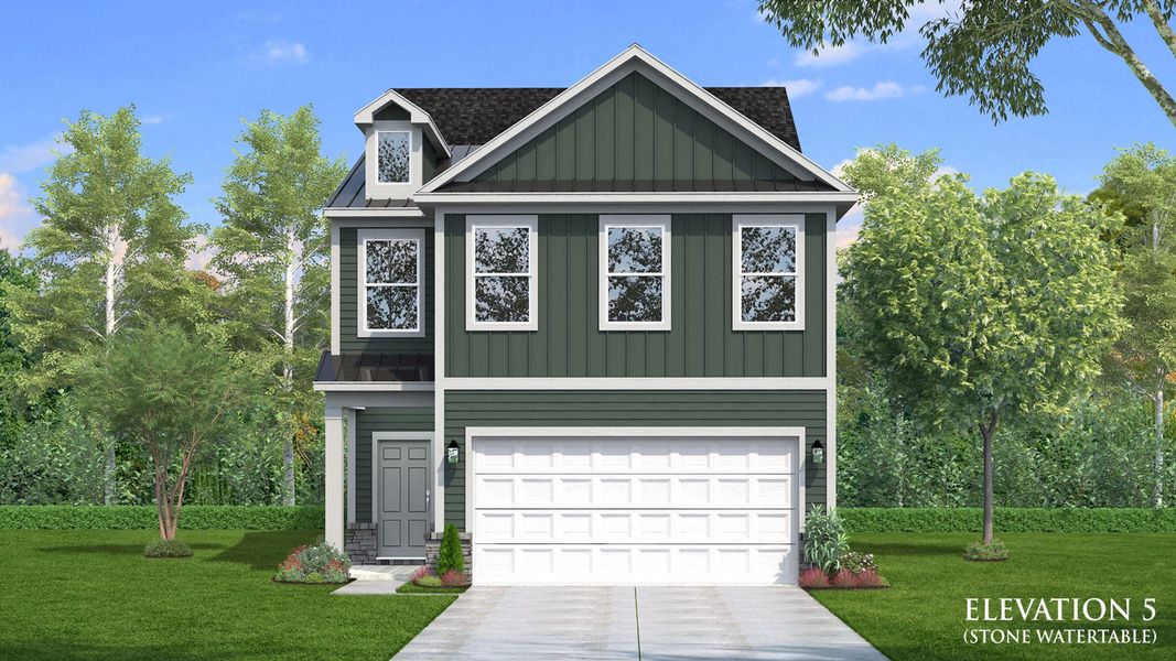 Representative exterior photo of a completed home built from the Juniper by DRB Homes in Sidney Creek Single Family, Zebulon, NC (Image 20). Representative exterior photo of a completed home built from the Juniper by DRB Homes in Sidney Creek Single Family, Zebulon, NC (Image 20).