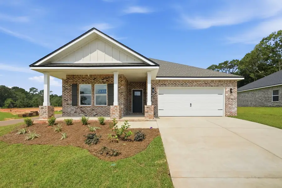 Front exterior of a new home in Barton's Bend, Crestview, FL, highlighting curb appeal (Image 1). Front exterior of a new home in Barton's Bend, Crestview, FL, highlighting curb appeal (Image 1).
