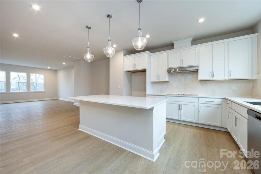 Gourmet Kitchen with White Cabinets and White Quartz Countertops