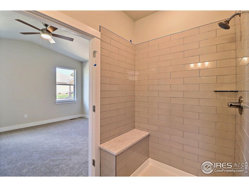 Large shower with bench