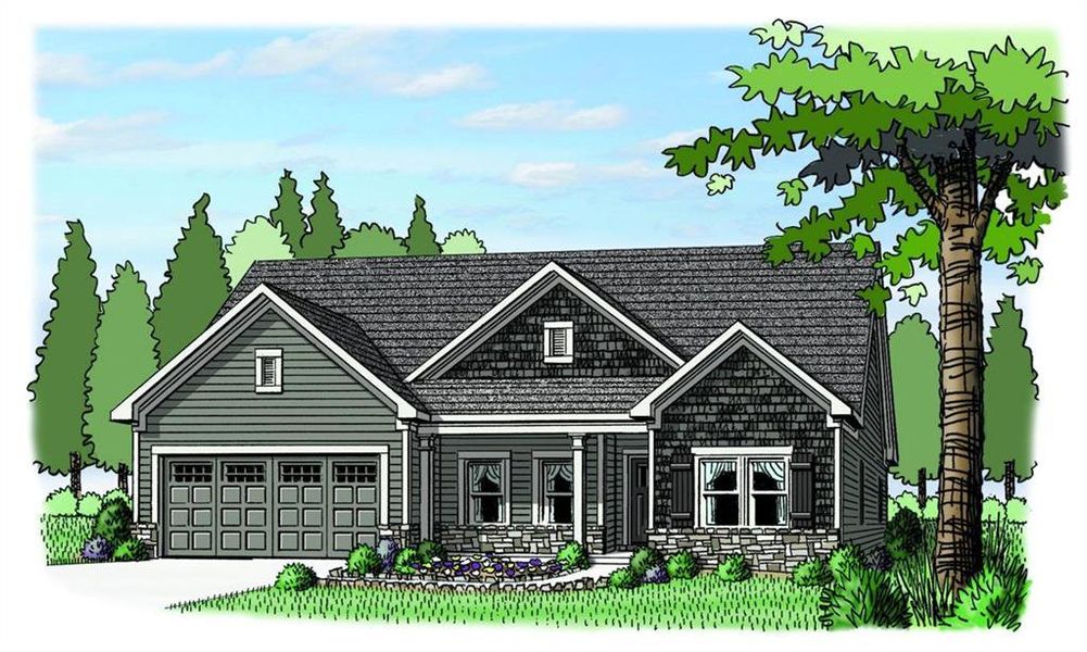 Exterior rendering of this home design in Harmony Farms, Eatonton, GA (Image 1).