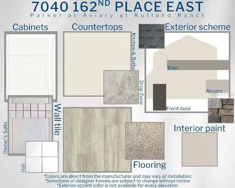Sample of building materials used in homes in Aviary at Rutland Ranch, Parrish (Image 12).