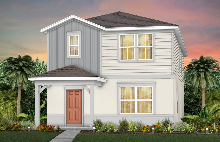 Front exterior of a new home in Tohoqua, Kissimmee, FL, highlighting curb appeal (Image 1). Front exterior of a new home in Tohoqua, Kissimmee, FL, highlighting curb appeal (Image 1).