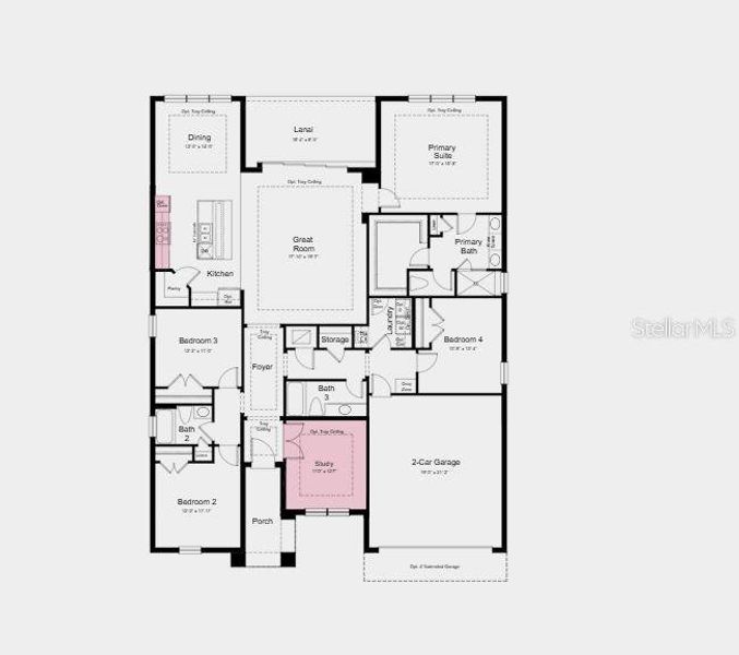 Structural options added include: Gourmet kitchen, study in place of flex, tray ceiling package, and 8' interior doors.
