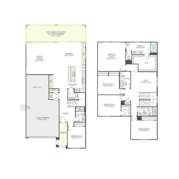 2D floor plan layout of this home in Terraza, San Tan Valley, AZ (Image 4).