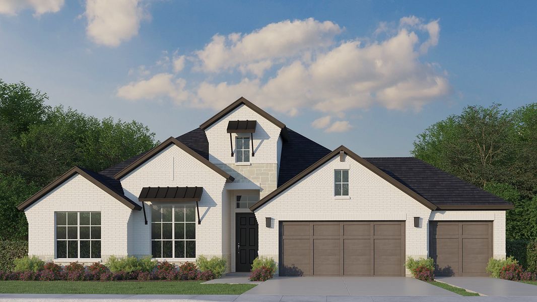 Plan 1685 Elevation D with Stone 4-Car