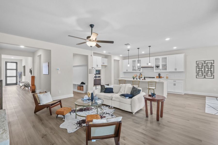 Representative furnished interior of a home built from the The Belmont G w/ 3-Car Garage by Davidson Homes LLC in Potranco Oaks, Castroville (Image 12). Representative furnished interior of a home built from the The Belmont G w/ 3-Car Garage by Davidson Homes LLC in Potranco Oaks, Castroville (Image 12).