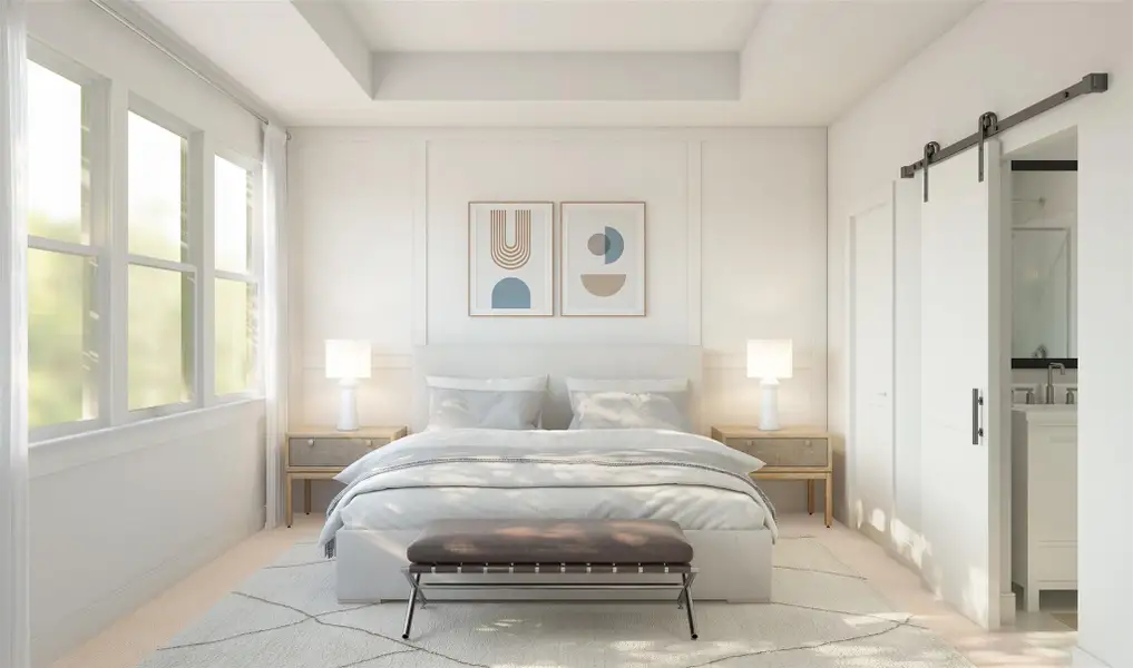 Tranquil primary suite (*Artist rendering used for illustration purposes only.)