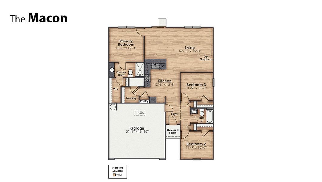 2D floor plan layout for the Macon by D.R. Horton in Mariners Reach, Bolivia, NC (Image 3). 2D floor plan layout for the Macon by D.R. Horton in Mariners Reach, Bolivia, NC (Image 3).