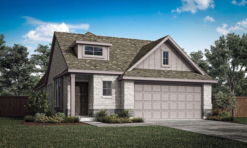 Representative exterior photo of a completed home built from the Palmetto by Pacesetter Homes in Elevon, Lavon, TX (Image 1). Representative exterior photo of a completed home built from the Palmetto by Pacesetter Homes in Elevon, Lavon, TX (Image 1).