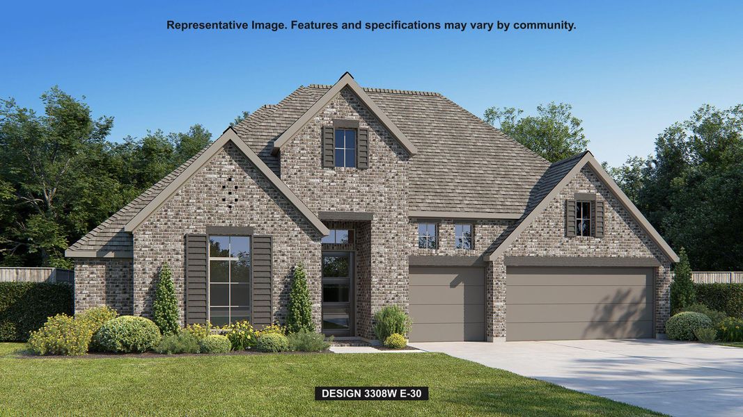 Front exterior of a new home in The Colony, Bastrop, TX, highlighting curb appeal (Image 1). Front exterior of a new home in The Colony, Bastrop, TX, highlighting curb appeal (Image 1).