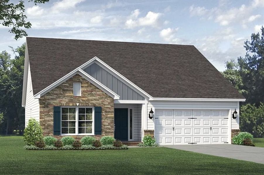 Representative exterior photo of a completed home built from the Ellerbe by Keystone Homes NC in Sullivans Reserve, Walkertown, NC (Image 27).