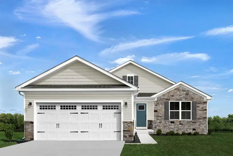 Front exterior of a new home in Reidville Town Center Cottages, Duncan, SC, highlighting curb appeal (Image 2).