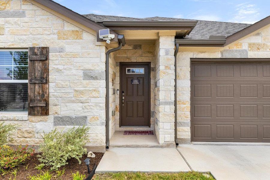 Exterior details and patio area of a home in Durango Farms - Boulevard Collection, Hutto (Image 22).